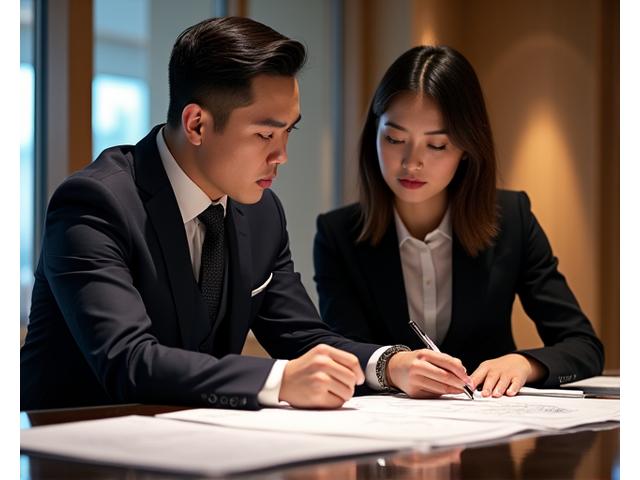 고급스러운 사무실에서 전문적인 상담을 진행하는 모습